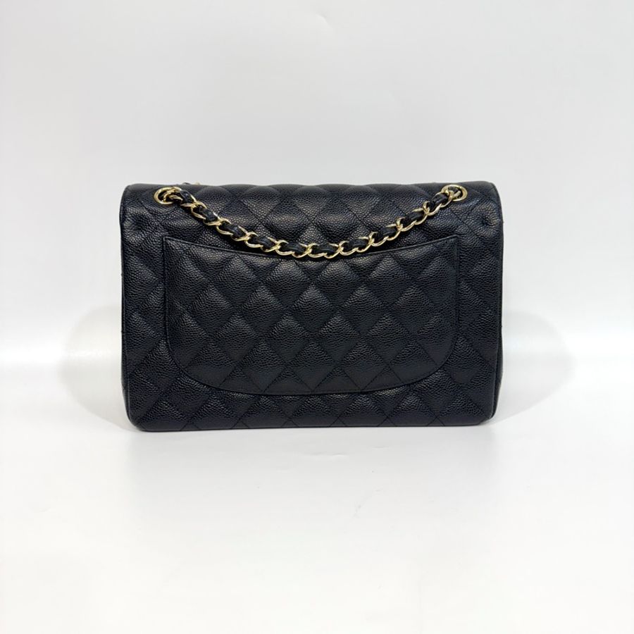 Chanel黑色金釦荔枝皮Jumbo coco30 A58600-3