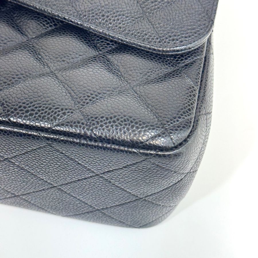 Chanel黑色金釦荔枝皮Jumbo coco30 A58600-10