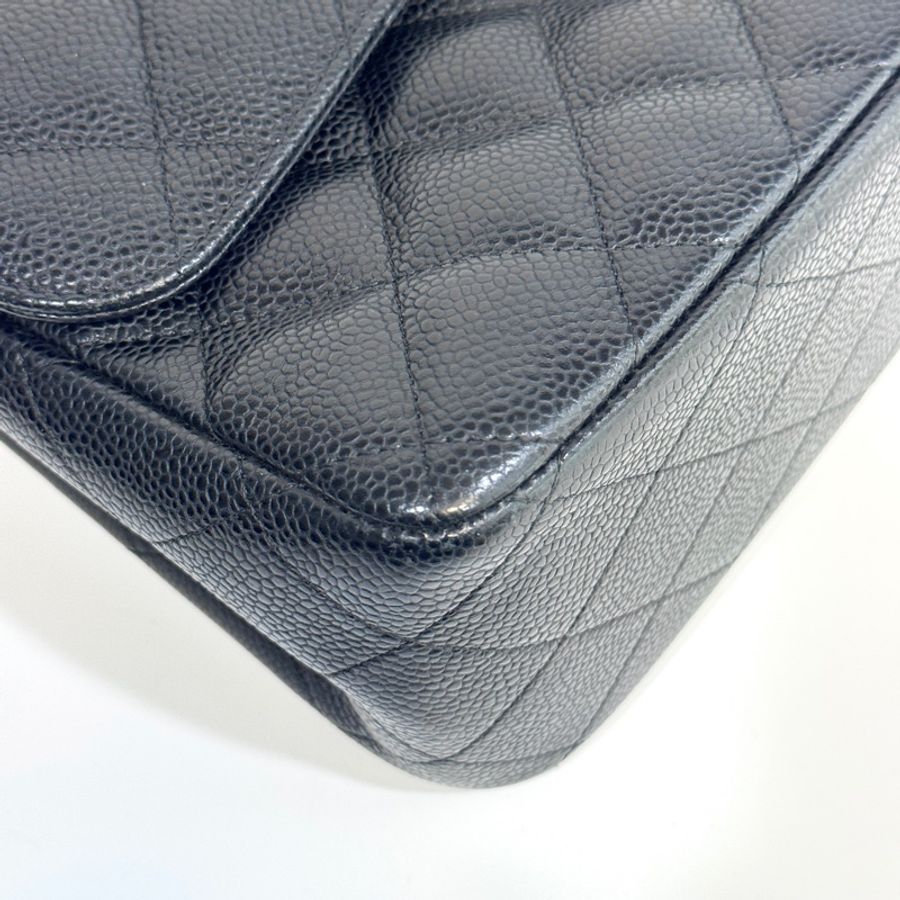 Chanel黑色金釦荔枝皮Jumbo coco30 A58600-11
