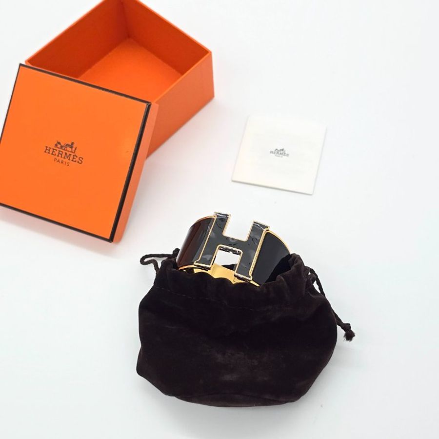 HERMES 愛馬仕 Clic H 黑色琺瑯 寬版 手環 專櫃 35,000-14
