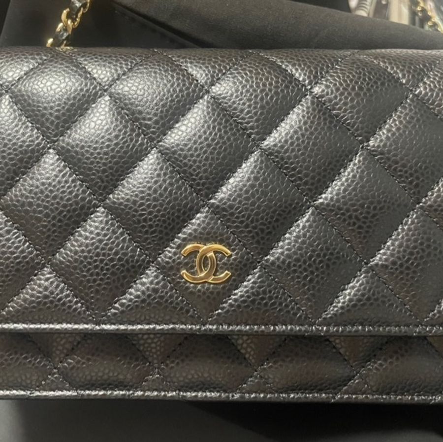 Chanel 香奈兒 經典woc發財包 黑金荔枝牛皮 晶片款-6