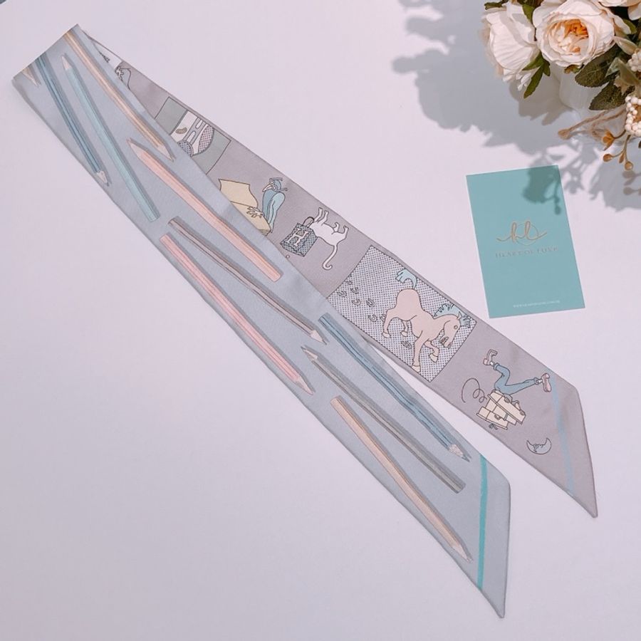 TW4345 Hermes 愛馬仕 絲巾 A Vos Crayons Et Carre Libre Twilly-2