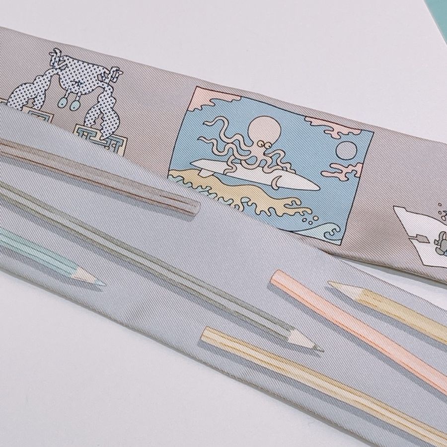 TW4345 Hermes 愛馬仕 絲巾 A Vos Crayons Et Carre Libre Twilly-4