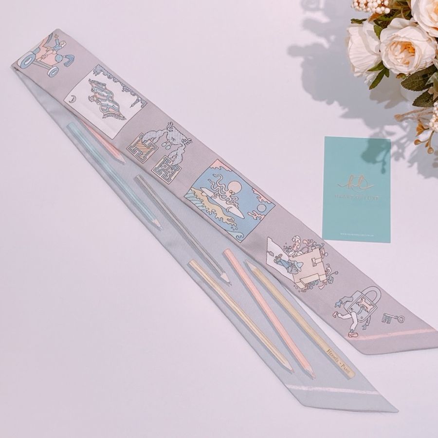 TW4345 Hermes 愛馬仕 絲巾 A Vos Crayons Et Carre Libre Twilly-7