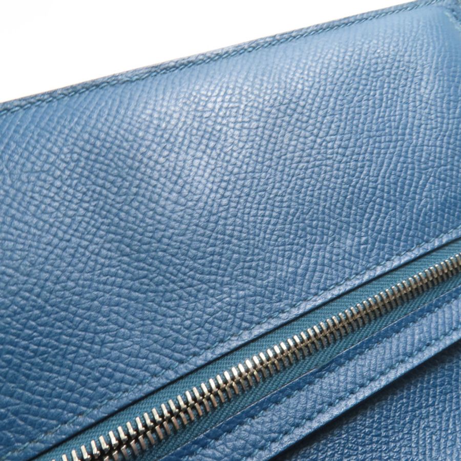 HERMES 【激減優惠】Epson皮革Bearn Long Wallet銀扣長錢包Colvert/Bleu St Cyr-11