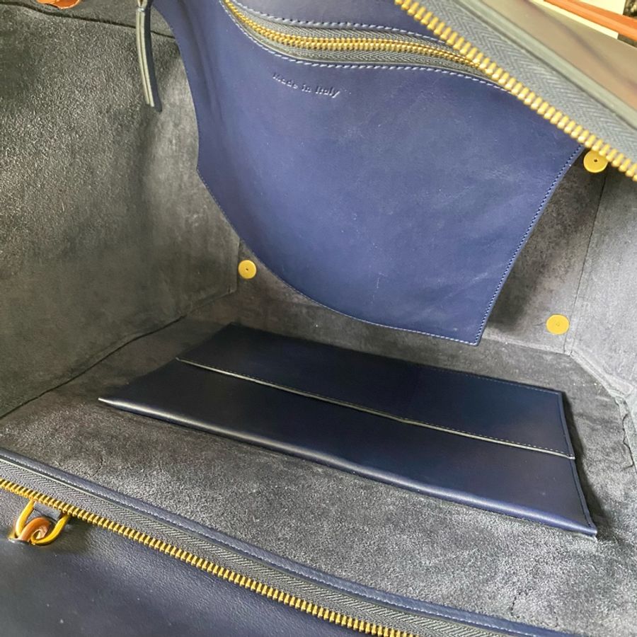 CELINE Belt Bag BI-COLOR 深藍棕 拚色 大號 鯰魚包 手提包 173603-5
