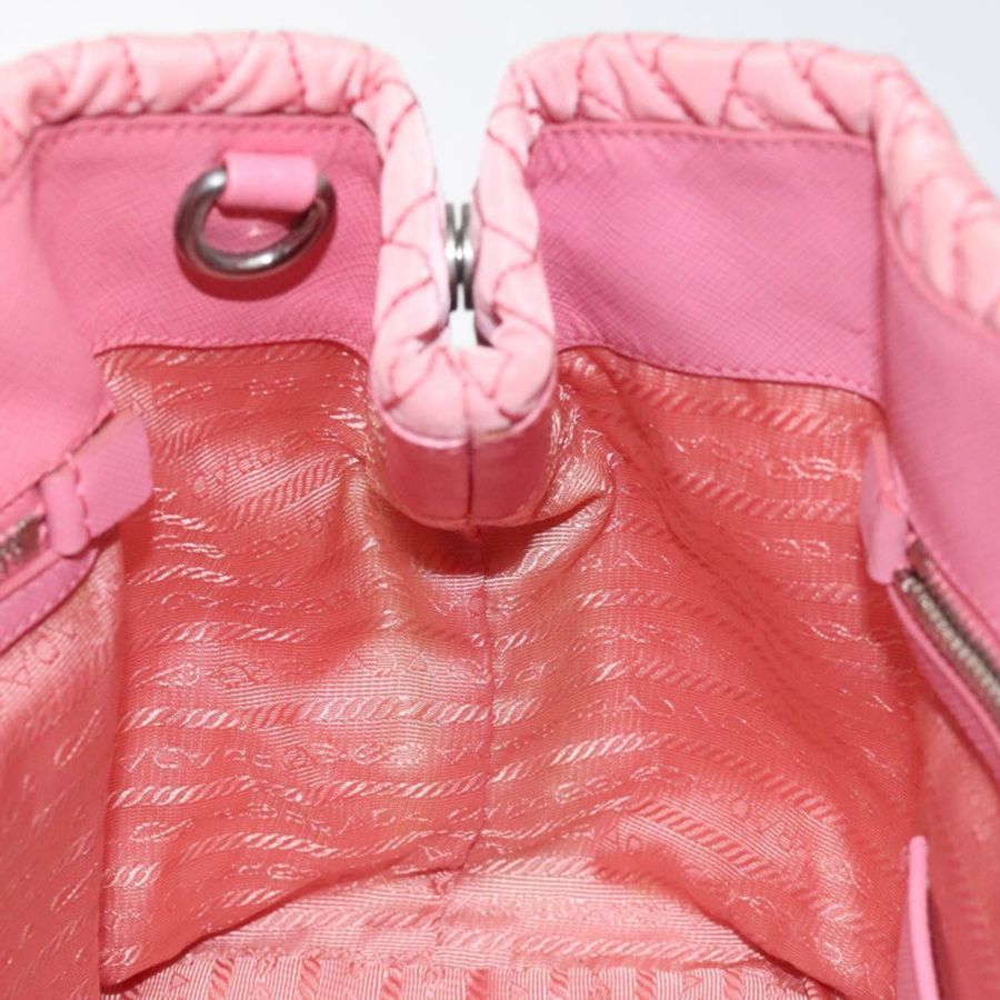 【日本直送】PRADA 尼龍粉紅銀色鏈條手提包 Auth 128405-17