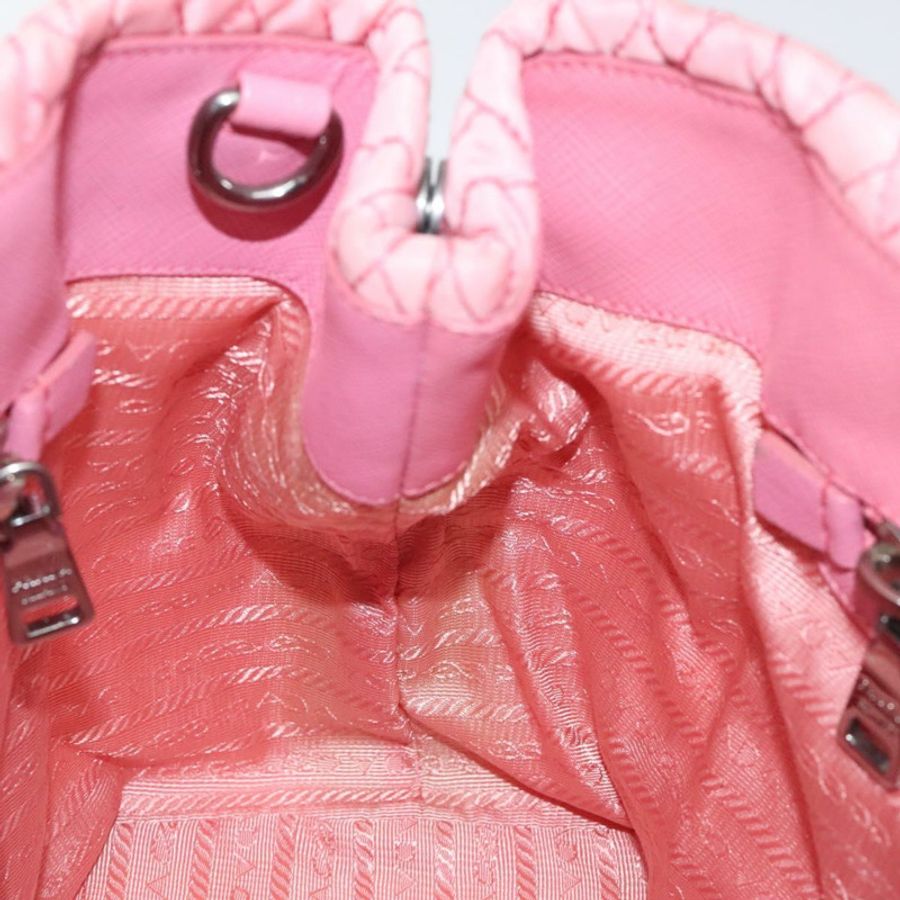 【日本直送】PRADA 尼龍粉紅銀色鏈條手提包 Auth 128405-18