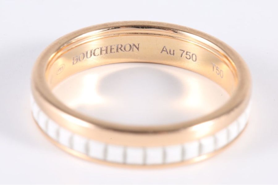 Boucheron(寶詩龍）Quatre 戒指 2圈 窄版 White 18K玫瑰金 50-5