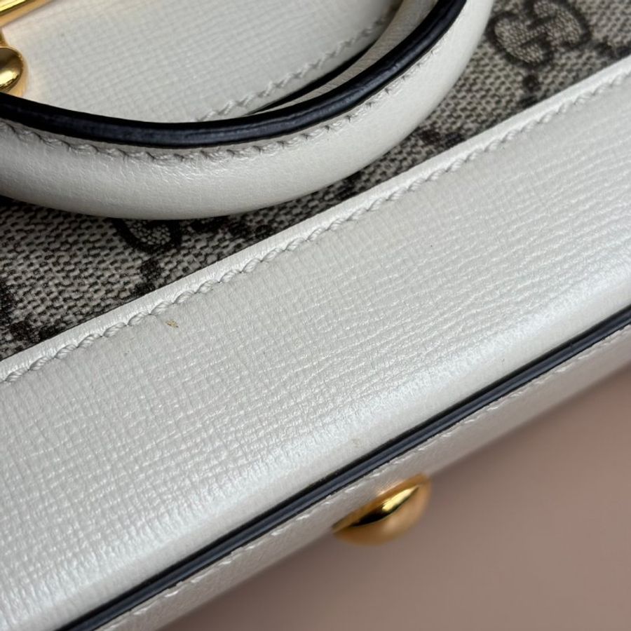 ::GUCCI:: 1955 Horsebit Mini Handle Bag 白色馬銜釦手提包-28