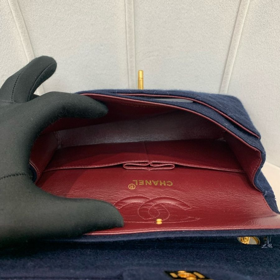 Chanel 香奈兒 中古 深藍色 初代布面CF XB579-7