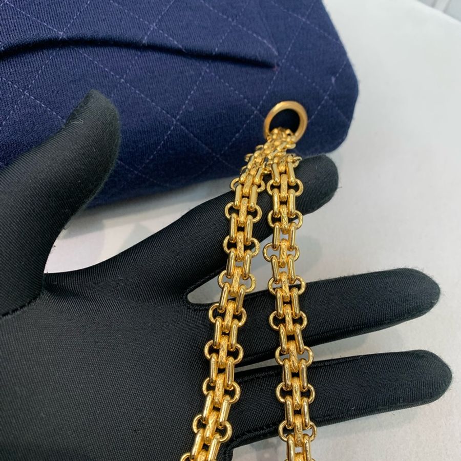 Chanel 香奈兒 中古 深藍色 初代布面CF XB579-28