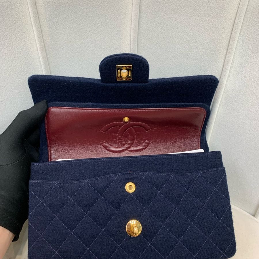 Chanel 香奈兒 中古 深藍色 初代布面CF XB579-30