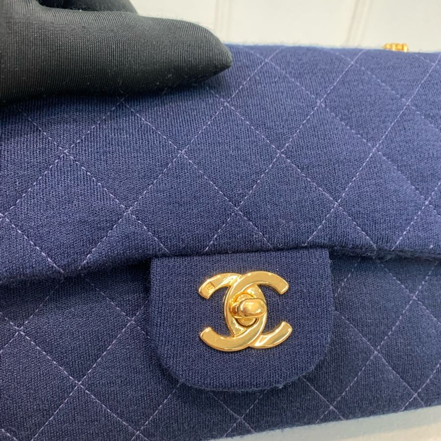 Chanel 香奈兒 中古 深藍色 初代布面CF XB579-32