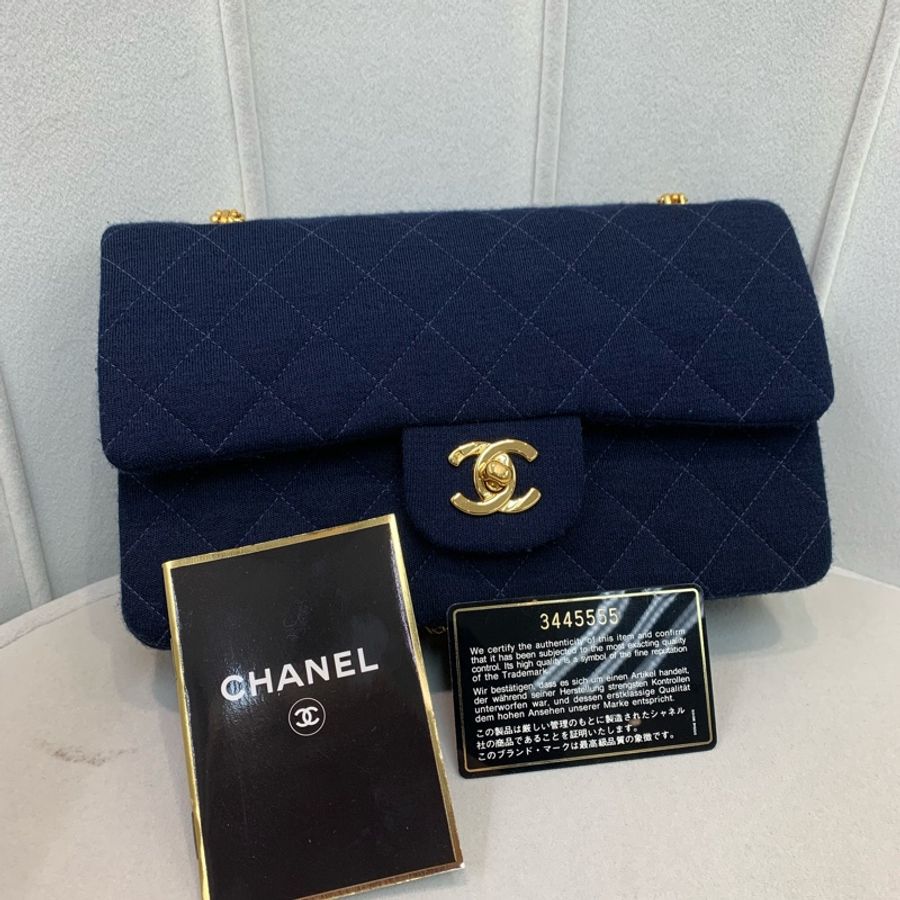 Chanel 香奈兒 中古 深藍色 初代布面CF XB579-33