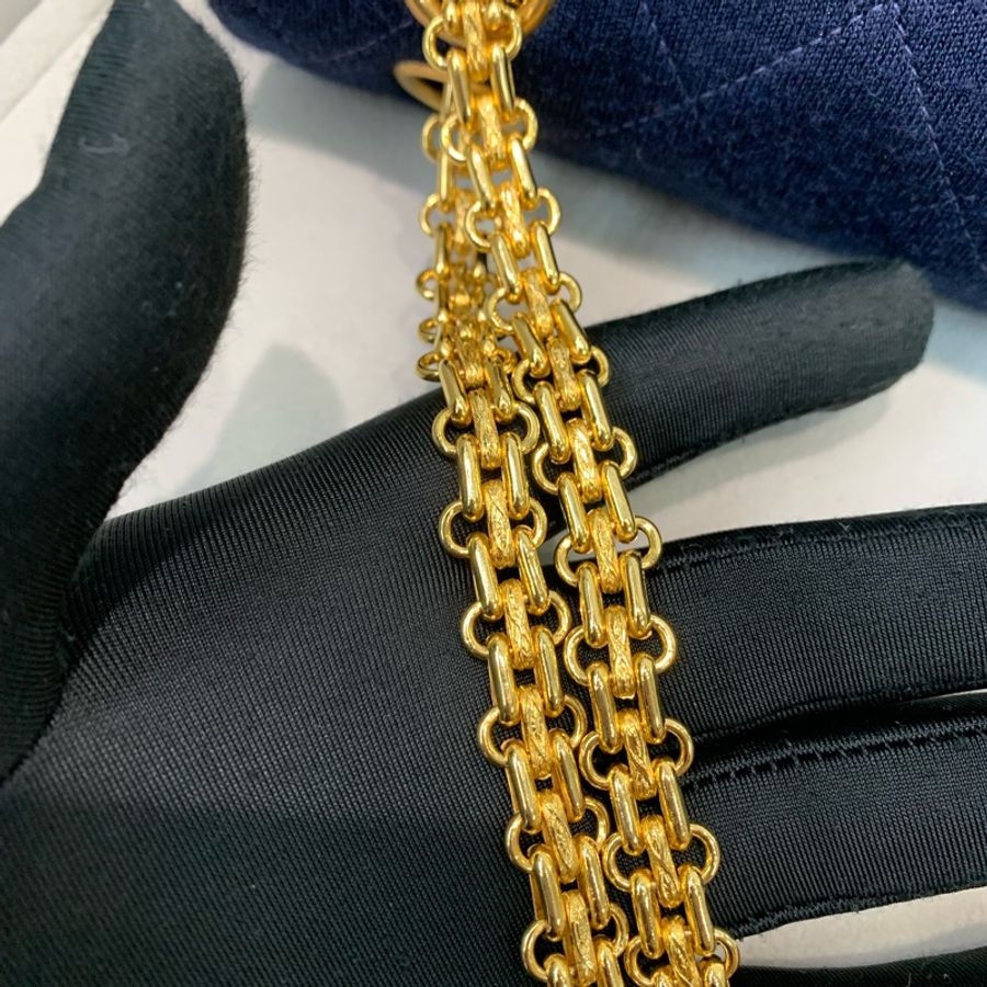Chanel 香奈兒 中古 深藍色 初代布面CF XB579-41