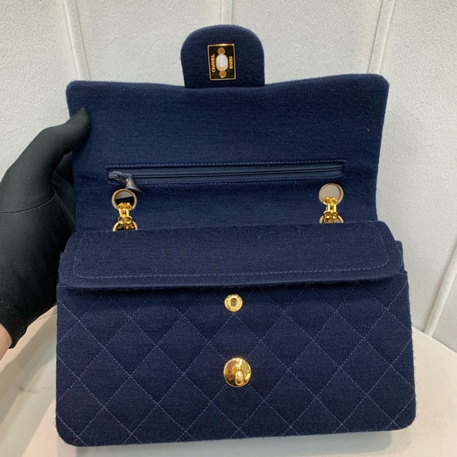 Chanel 香奈兒 中古 深藍色 初代布面CF XB579-44
