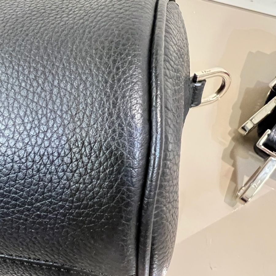 Dior 黑牛皮銀釦 homme roller 斜背包-3