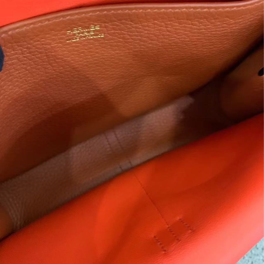 🌈Hermes🧡Halzan 25🧡古銅色拼橙色金扣🧡全套有單🌟99.5新🌟閑置🌟-3