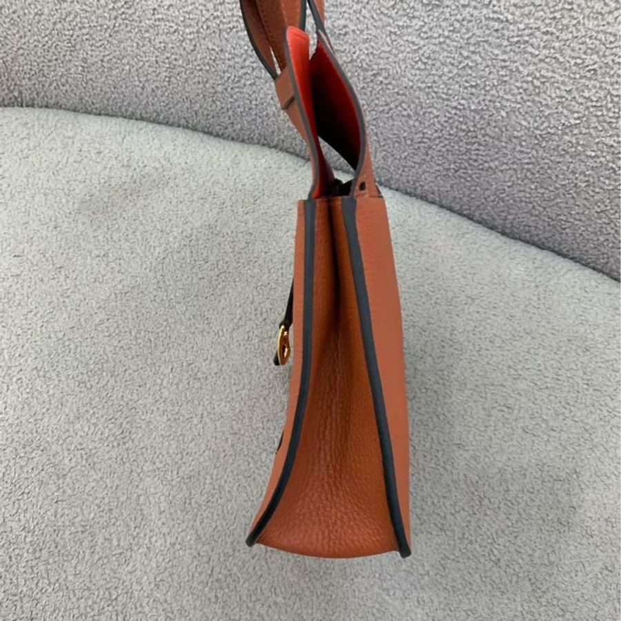 🌈Hermes🧡Halzan 25🧡古銅色拼橙色金扣🧡全套有單🌟99.5新🌟閑置🌟-8