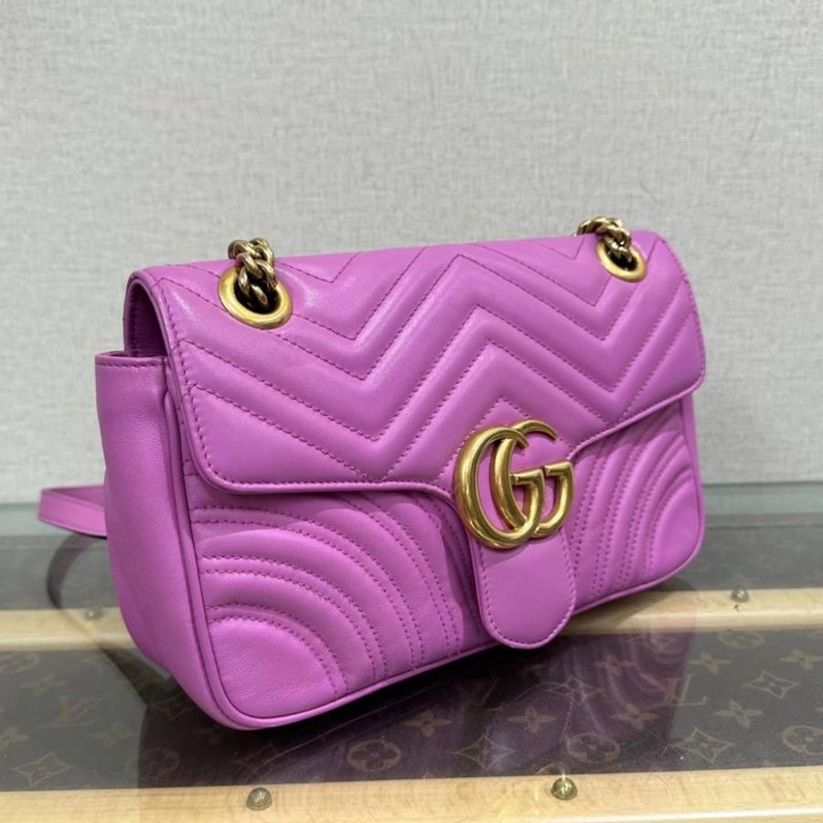 GUCCI Marmont紫金馬蒙26鍊條包 26*15*7 98新-4