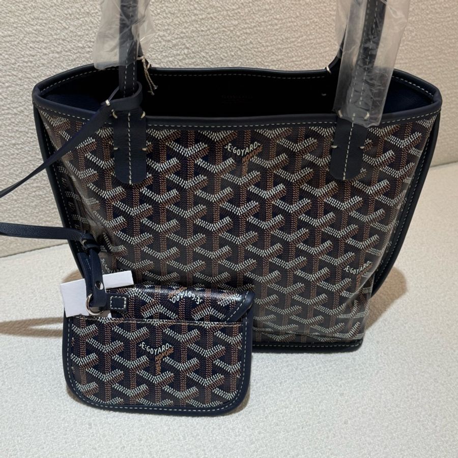 深藍色GOYARD Anjou Mini Tote全新深藍皮革迷你手提托特包-10