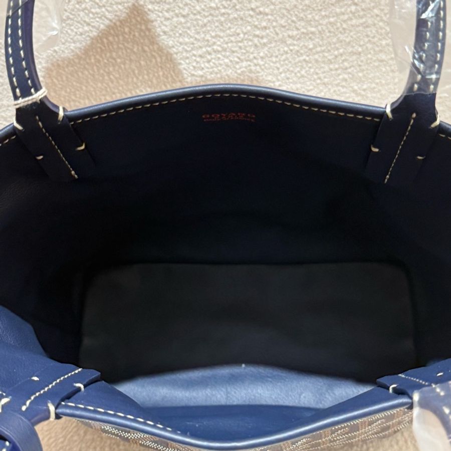 深藍色GOYARD Anjou Mini Tote全新深藍皮革迷你手提托特包-17