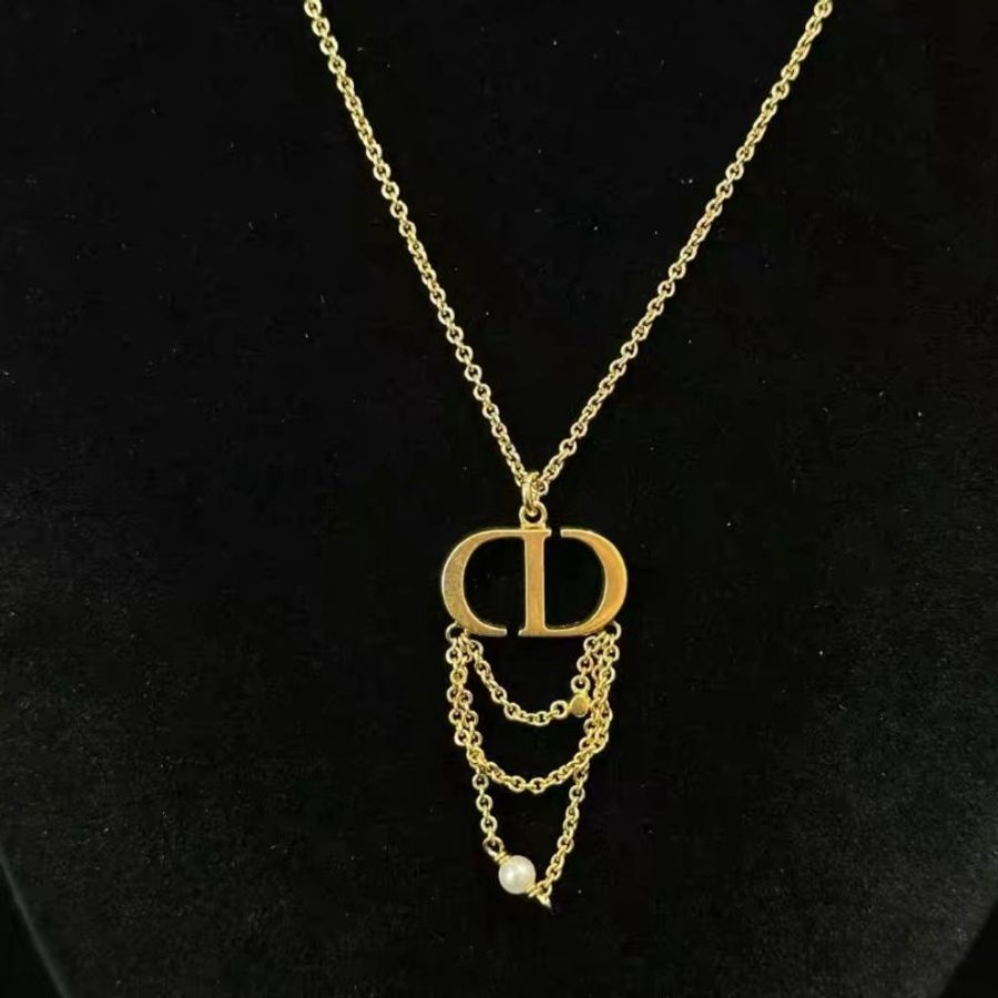DIOR 金色CD珍珠項鏈 49cm 99新配件收納袋-4