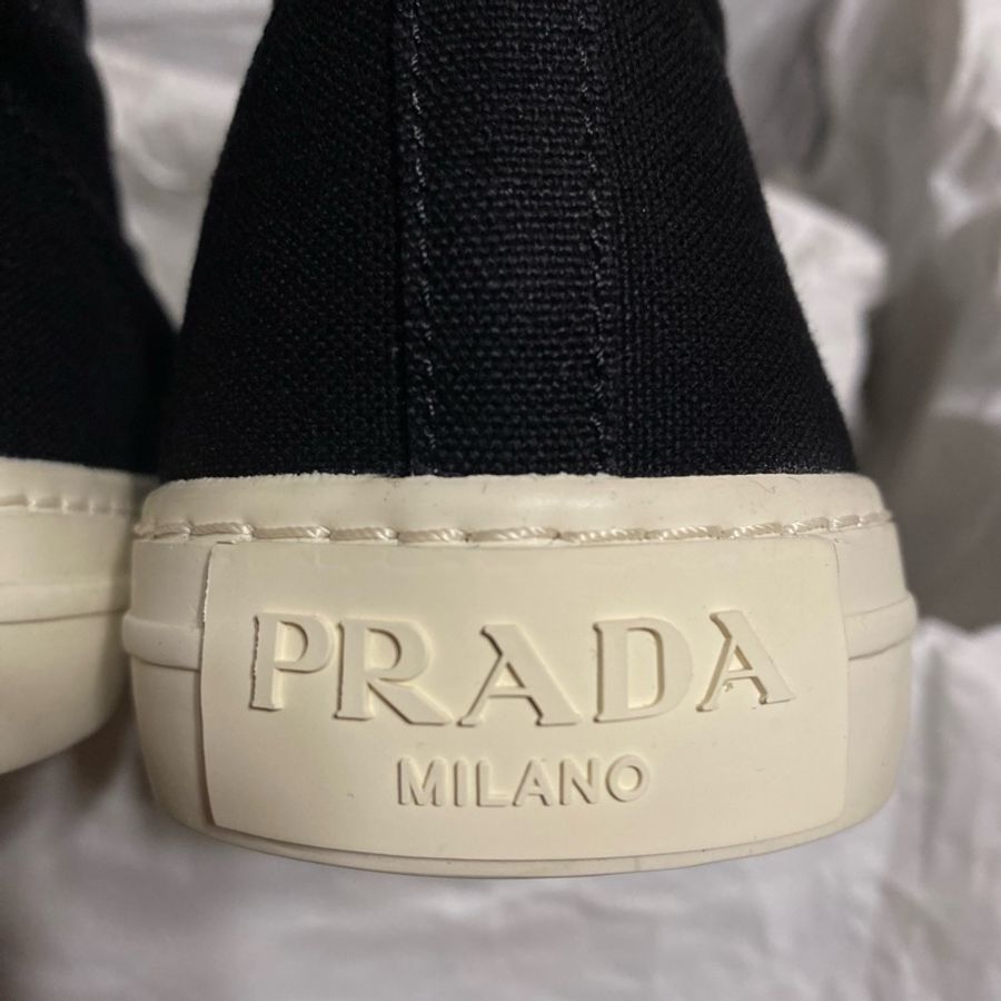 Prada 黑色三角標 帆布鞋 42碼-6