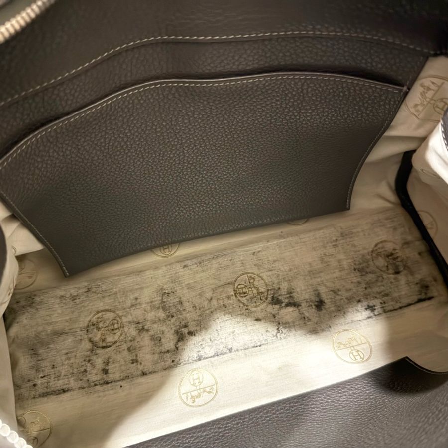 hermes錫器灰8F Atlas togo皮手提肩背包-11