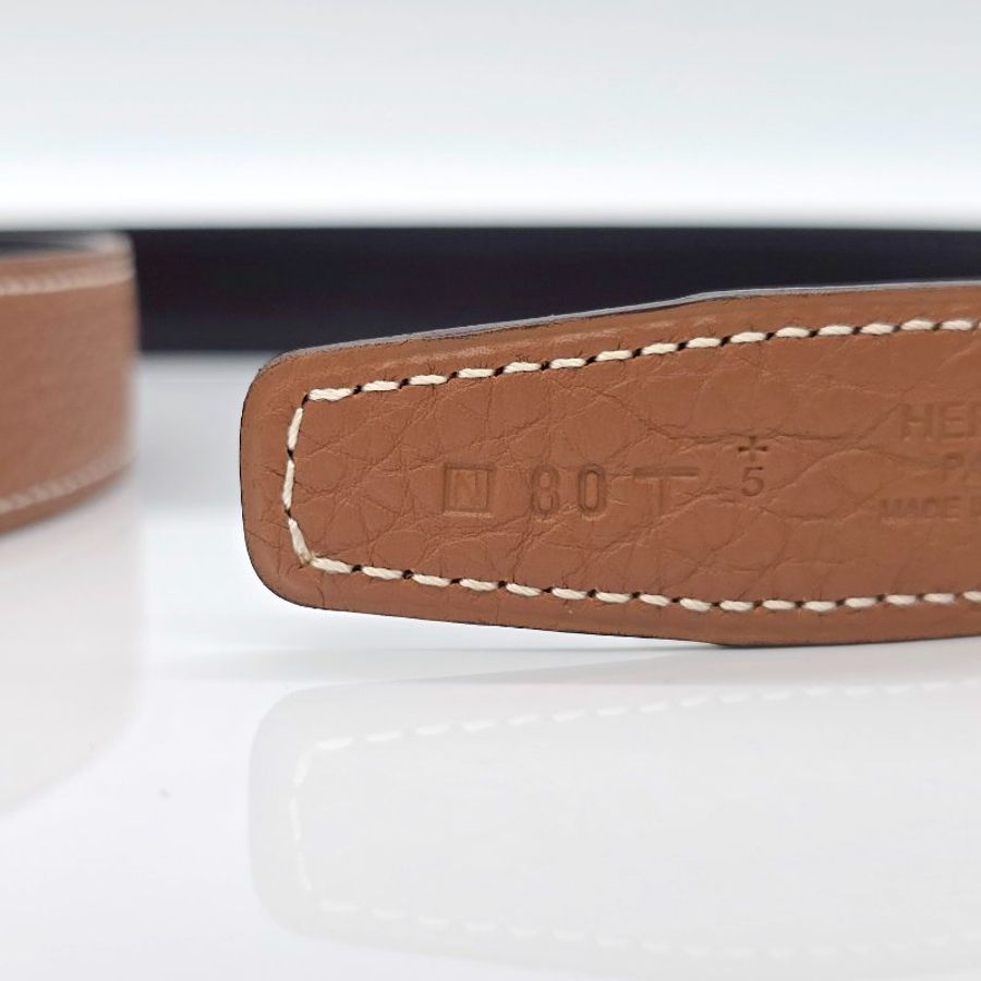(七夕送禮♥️購證盒子) HERMES 愛馬仕 Constance Belt 雙面兩用 黑色 棕色 銀扣 80-5