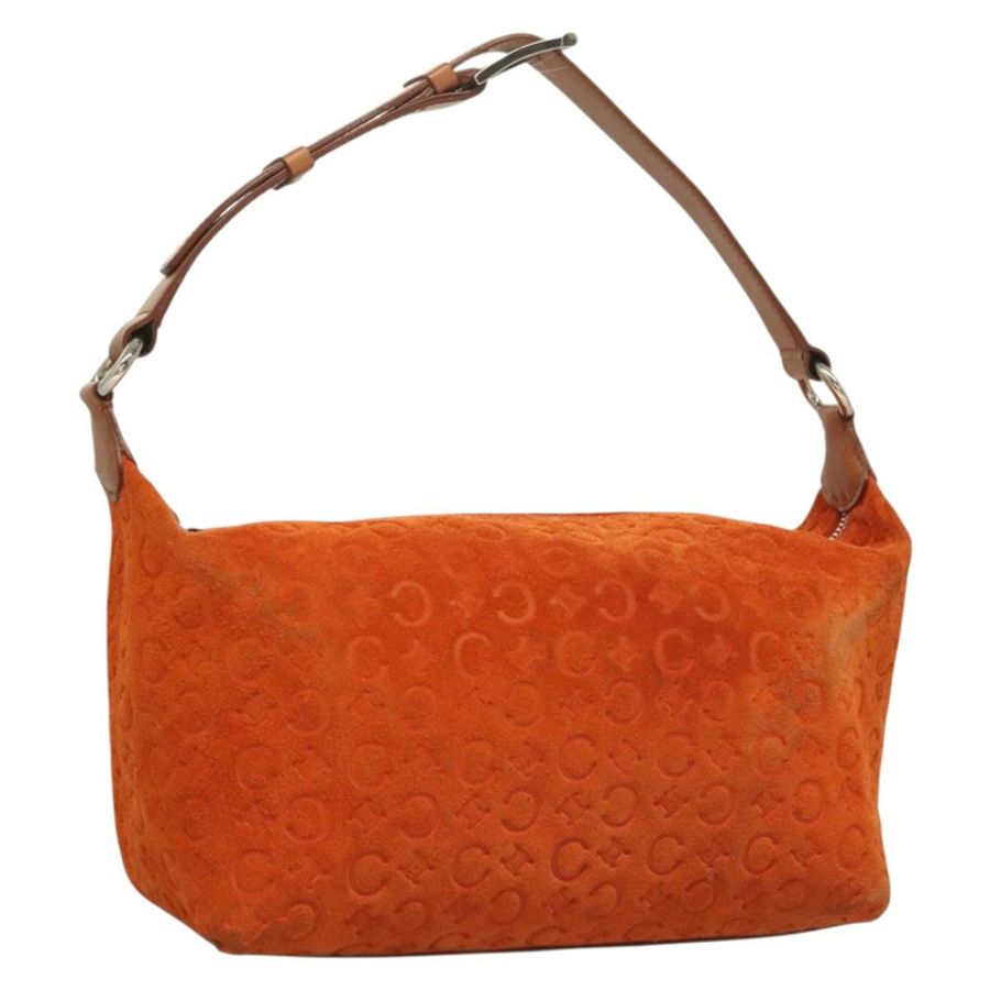【日本直送】CELINE C Macadam 帆布手提包 絨面革 橙色 銀色 正品 bs27483-0
