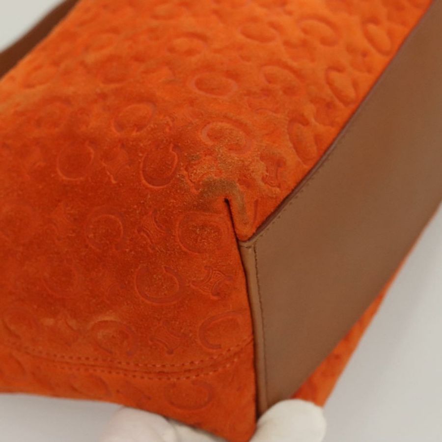 【日本直送】CELINE C Macadam 帆布手提包 絨面革 橙色 銀色 正品 bs27483-8
