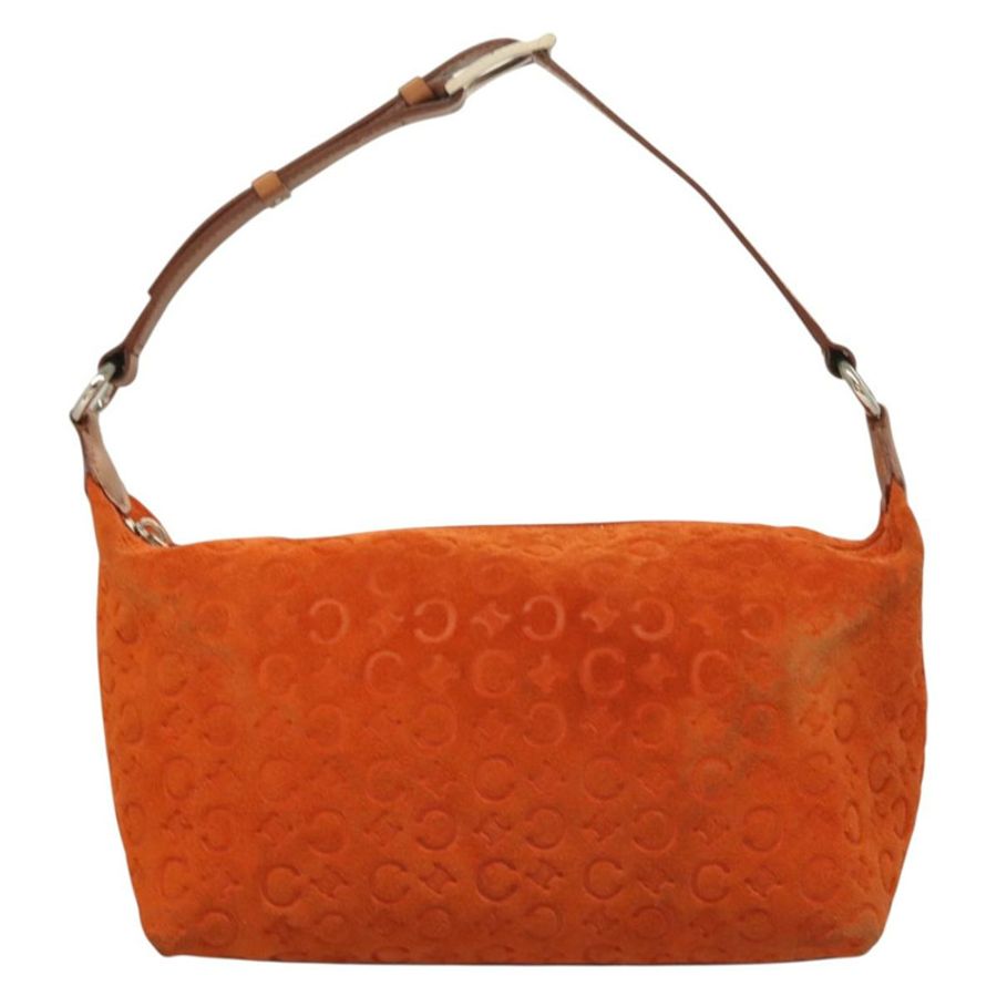 【日本直送】CELINE C Macadam 帆布手提包 絨面革 橙色 銀色 正品 bs27483-12