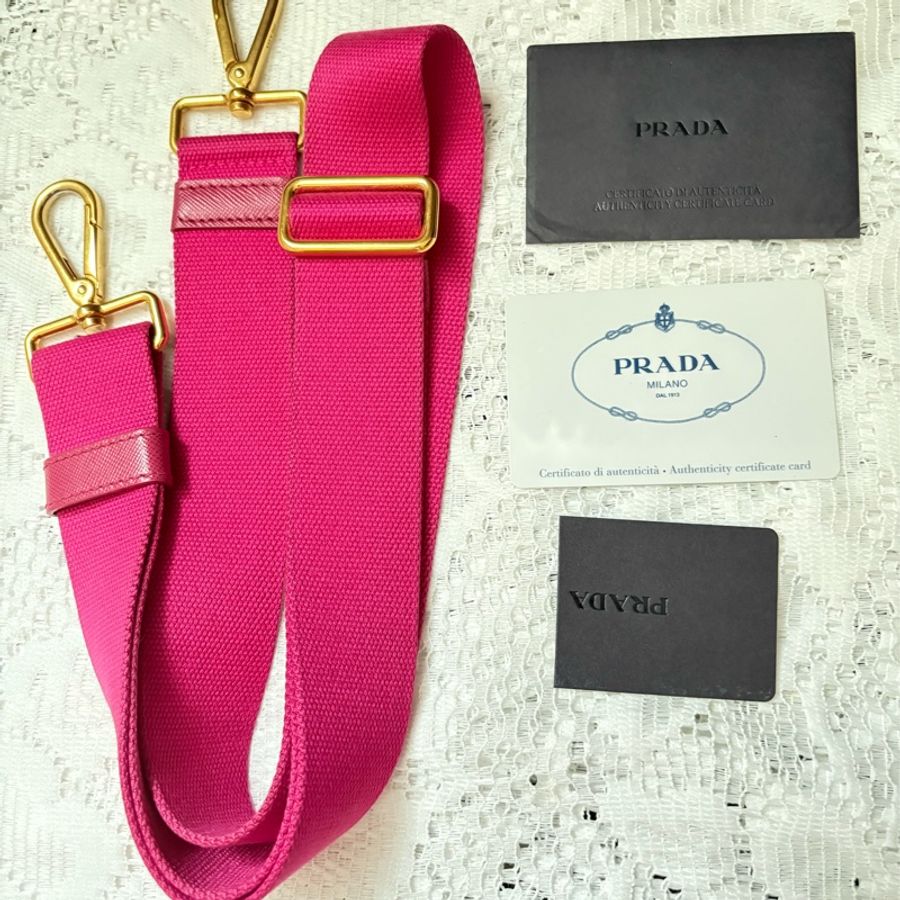 Prada 桃色單寧手提肩背包2way海灘包-6