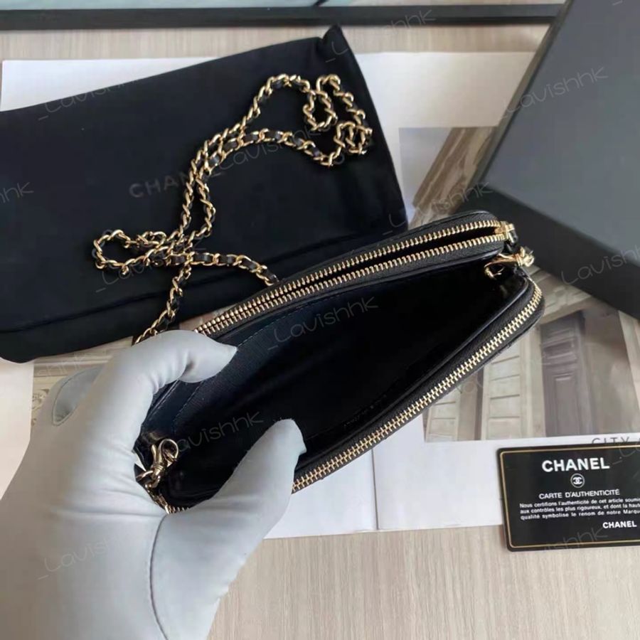 CHANEL 限量 山茶花 黑金雙子woc發財包-6