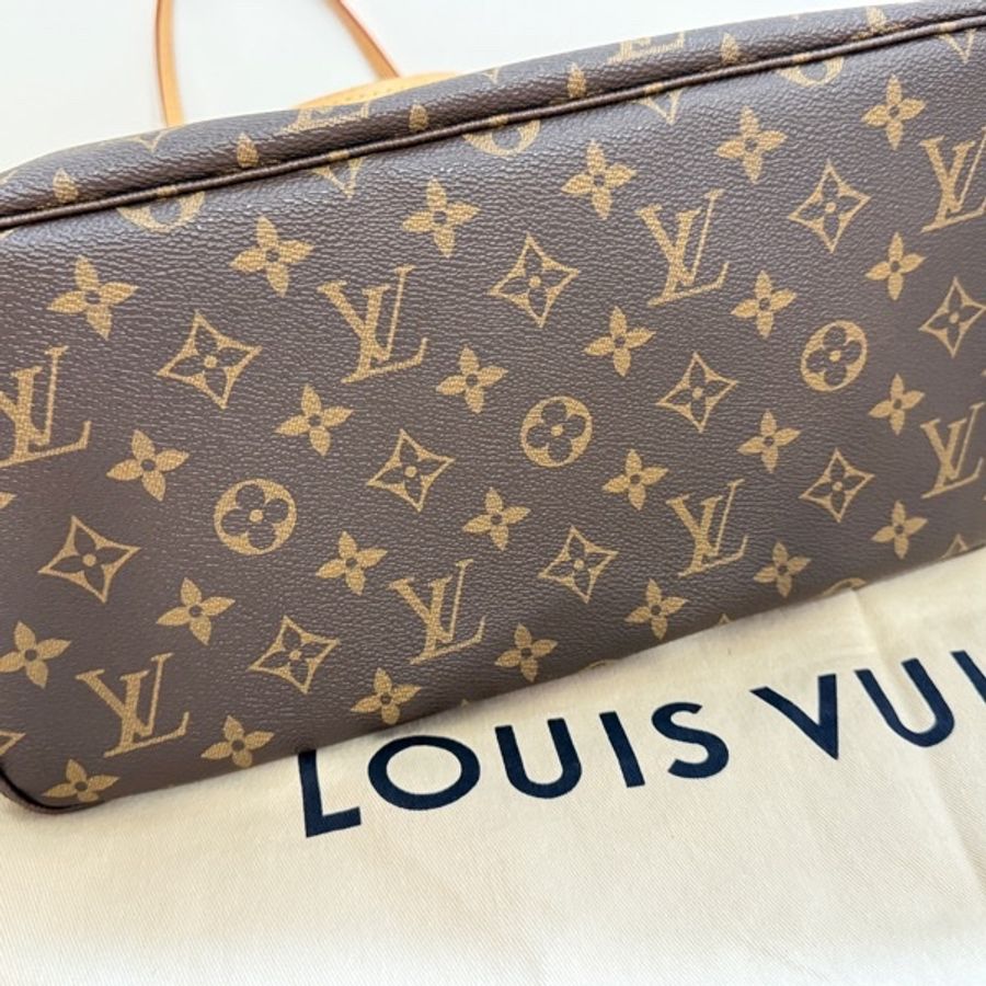 LV M46987 NEVERFULL MM 老花內櫻桃紅色中款 購物包(附小包)-8