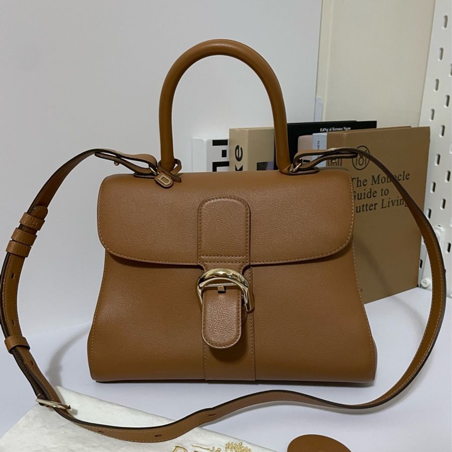(已售 勿下單) 🔆🔆 Delvaux 得爾沃 Brillant 金棕色 兩用包 二手美品 🔆 🔆-4