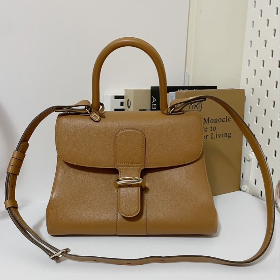 (已售 勿下單) 🔆🔆 Delvaux 得爾沃 Brillant 金棕色 兩用包 二手美品 🔆 🔆-10