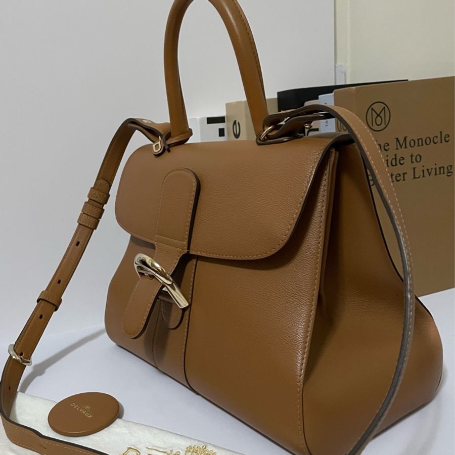 (已售 勿下單) 🔆🔆 Delvaux 得爾沃 Brillant 金棕色 兩用包 二手美品 🔆 🔆-11