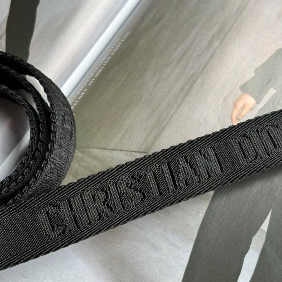 ::Christian Dior:: 黑色尼龍腰帶 織布皮帶-3