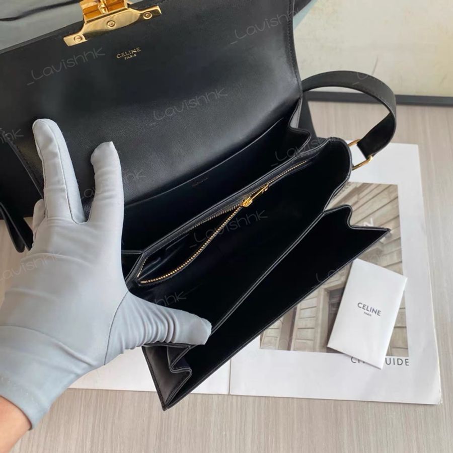 CELINE 黑白熊貓 老花刺繡凱旋門 豆腐包-7