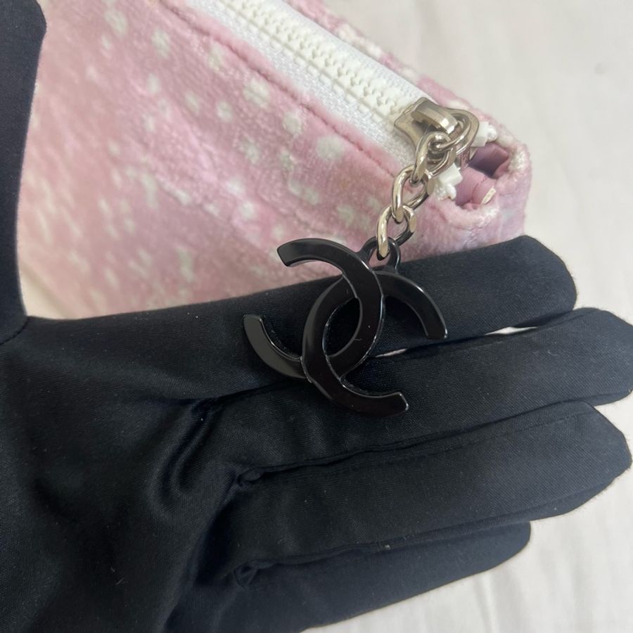 Chanel 粉色毛絨 化妝包-4