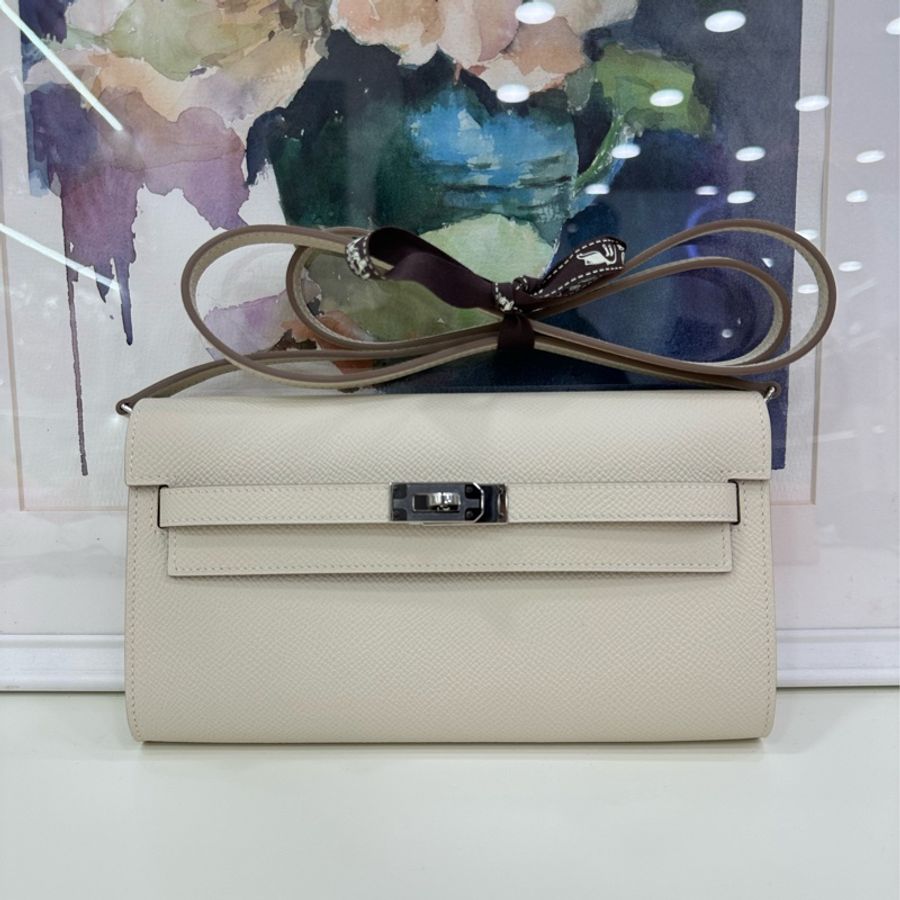 愛馬仕Hermes Kelly Togo w刻 奶昔白銀扣 99近全新-1
