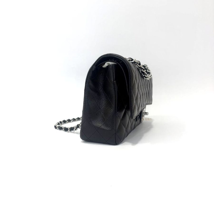 CHANEL 黑荔枝皮銀扣COCO25 A01112-2