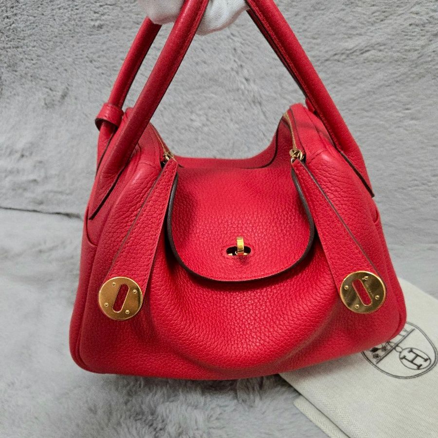 Hermes Lindy 愛馬仕 紅 金釦 Lindy26 Lindy 26-6
