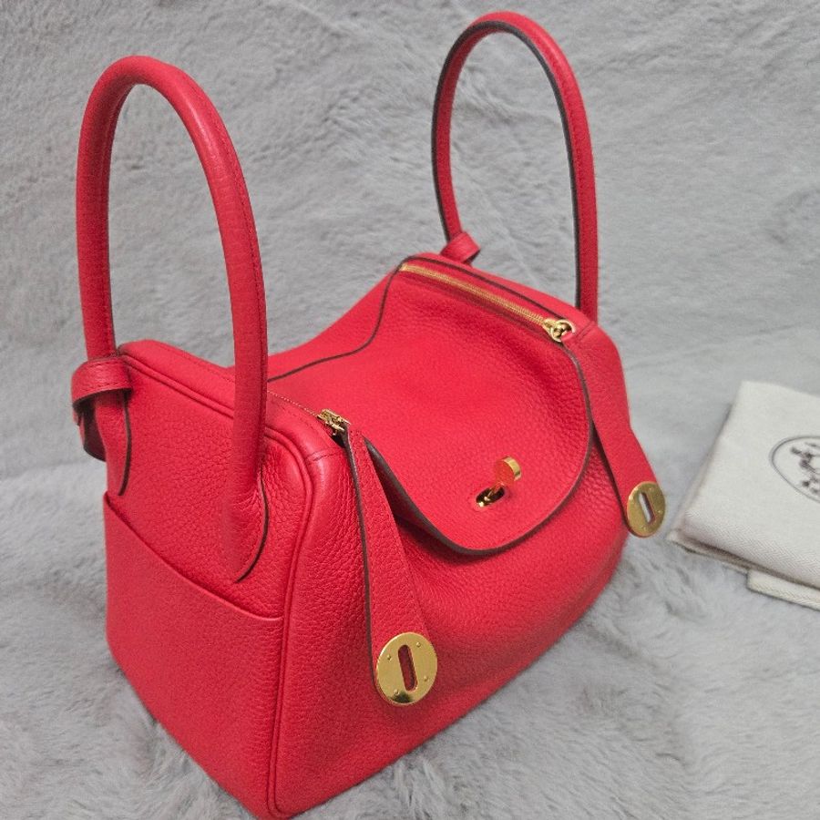 Hermes Lindy 愛馬仕 紅 金釦 Lindy26 Lindy 26-8