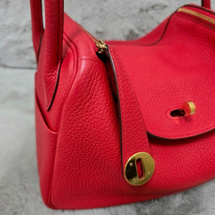 Hermes Lindy 愛馬仕 紅 金釦 Lindy26 Lindy 26-14