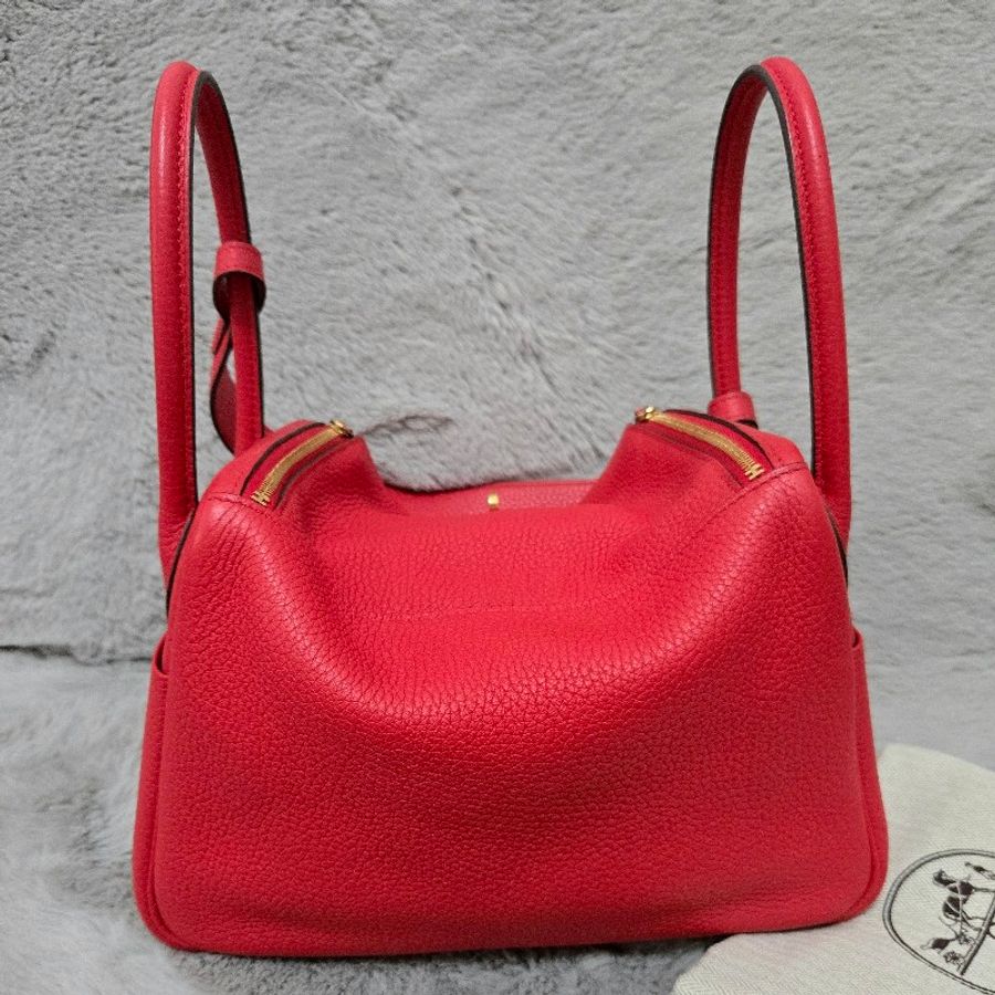Hermes Lindy 愛馬仕 紅 金釦 Lindy26 Lindy 26-17