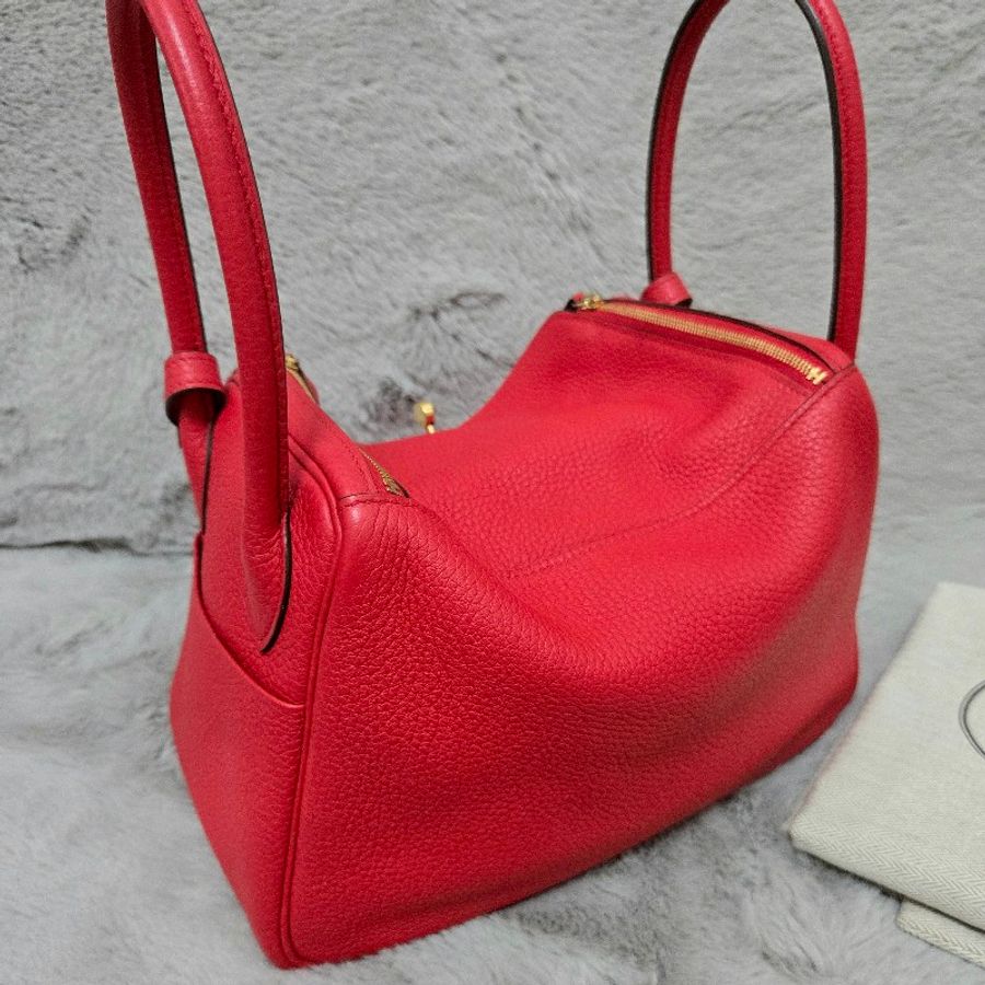 Hermes Lindy 愛馬仕 紅 金釦 Lindy26 Lindy 26-19